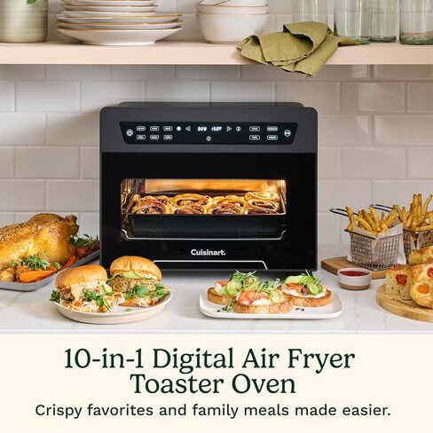 Cuisinart Digital Air Fryer Toaster Oven, 10-in-1, Family-Size Capacity | Air fryer toaster oven combo with 6 cooking functions, 4 presets, and a glass viewing window, fits a 4-lb. chicken, TOA-100 in Saudi Arabia