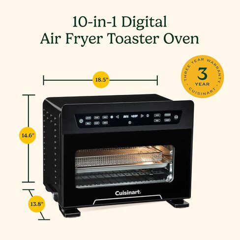 Cuisinart Digital Air Fryer Toaster Oven, 10-in-1, Family-Size Capacity | Air fryer toaster oven combo with 6 cooking functions, 4 presets, and a glass viewing window, fits a 4-lb. chicken, TOA-100 in Saudi Arabia
