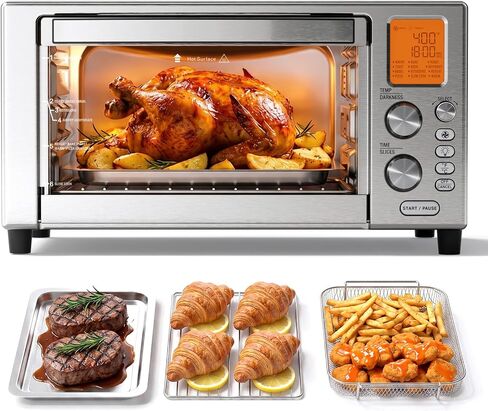 Electactic 12-in-1 Air Fryer Toaster Oven Combo, 22L Countertop Oven | Stainless Steel 1500W Convection Oven with Rotisserie, Dehydrator and Slow Cook, 6 Rack Positions and 5 Accessories Included in Saudi Arabia