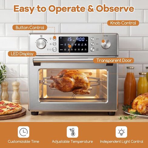 ARLIME 14-in-1 Air Fryer Toaster Oven Combo, Countertop Convection Oven | 1700W, Stainless Steel, Bake, Rotisserie, Dehydrate & Defrost Functions, 26 QT Large Capacity, 60-Minute Timer & Accessories in Saudi Arabia