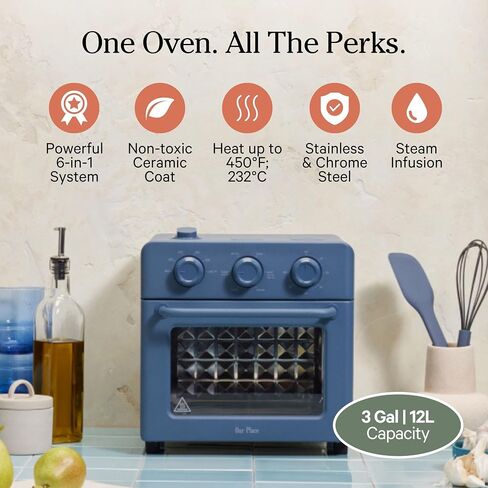 Our Place Wonder Oven & Essentials Kit, 3-Piece Oven, Pan & Air Fry Basket | 6-in-1 air fryer toaster oven, steam infusion, convection cooking, extra bake pan and air fryer basket, PFAS-free, nonstick in Saudi Arabia