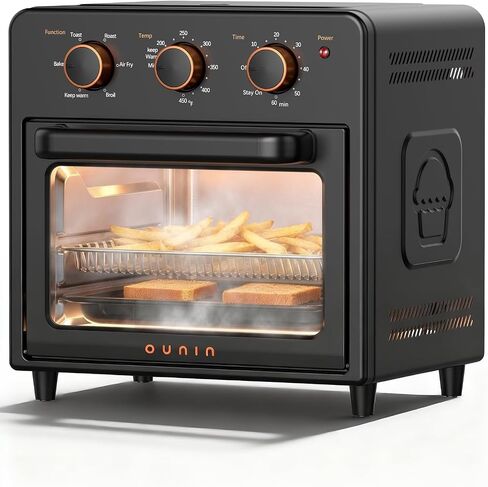 OUNIN Air Fryer Toaster Oven with Steam Infusion, 12 QT Compact Countertop Oven, 6-in-1 Stainless Steel Combo Bakes, Broils, Grills & Warms, Fast Preheat, 60-Minute Timer – Small Kitchen Friendly in Saudi Arabia