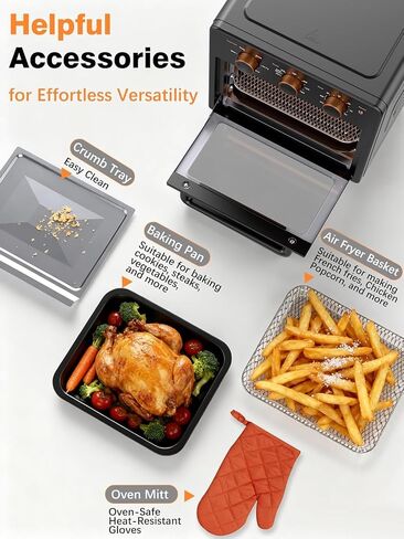 OUNIN Air Fryer Toaster Oven with Steam Infusion, 12 QT Compact Countertop Oven, 6-in-1 Stainless Steel Combo Bakes, Broils, Grills & Warms, Fast Preheat, 60-Minute Timer – Small Kitchen Friendly in Saudi Arabia