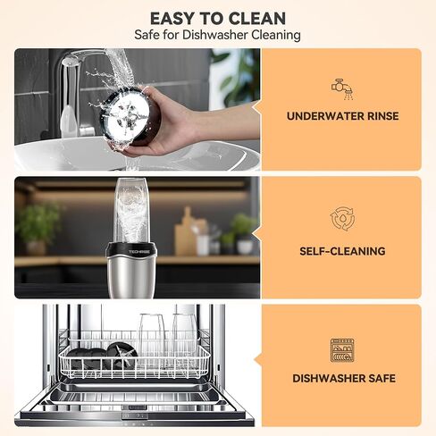 TechRise 600W Personal Blender, Smoothie Blender with 2 x 17oz Portable Cups with Sip Lids, Stainless Steel Blade, for Smoothies Shakes Ice Crushing, Baby Food, Dishwasher Safe Portable Small Blenders in Saudi Arabia