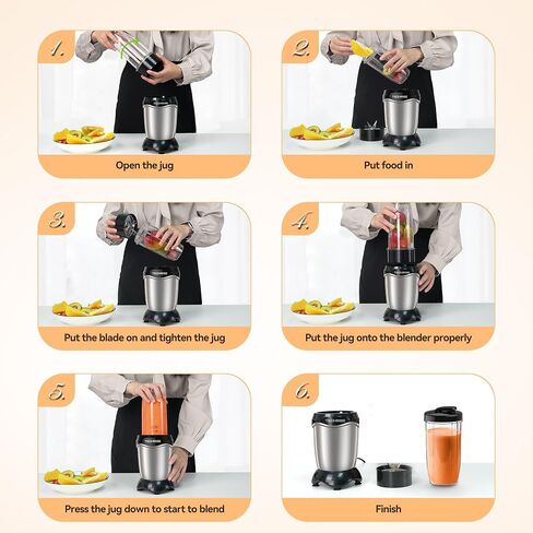 TechRise 600W Personal Blender, Smoothie Blender with 2 x 17oz Portable Cups with Sip Lids, Stainless Steel Blade, for Smoothies Shakes Ice Crushing, Baby Food, Dishwasher Safe Portable Small Blenders in Saudi Arabia