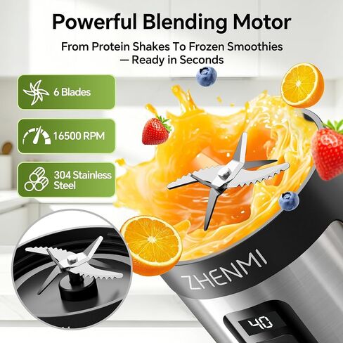 Portable Blender, Cordless Ice Crushing, 20oz Travel Cup | Personal To-Go Juicer for Smoothies, Shakes & Frozen Drinks, USB-C Rechargeable, BPA-Free, Dishwasher Safe in Saudi Arabia