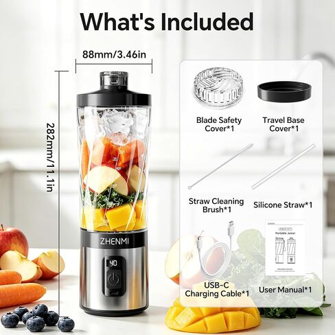 Portable Blender, Cordless Ice Crushing, 20oz Travel Cup | Personal To-Go Juicer for Smoothies, Shakes & Frozen Drinks, USB-C Rechargeable, BPA-Free, Dishwasher Safe in Saudi Arabia
