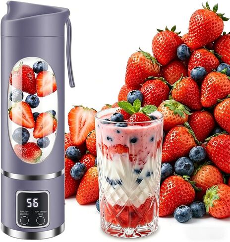 15.22oz Portable Personal Blender with 12 Blades, Rechargeable Purple | BPA-Free & Food-Grade Materials, Self-Cleaning Function, Smart Timer Display, USB-C Charging, Ideal for Smoothies & Shakes in Saudi Arabia