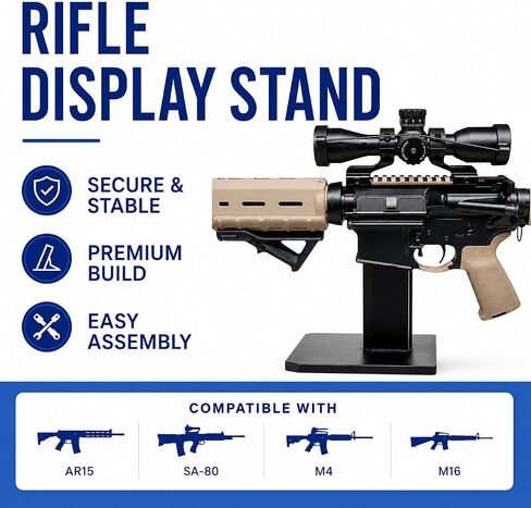 Rifle Stand & Magazine Holder Compatible with AR15, M4, M16 & SA-80 | Durable Gun Safe Organizer | Stable Handgun & Rifle Rack | 2-Pack | Made In The USA in Saudi Arabia