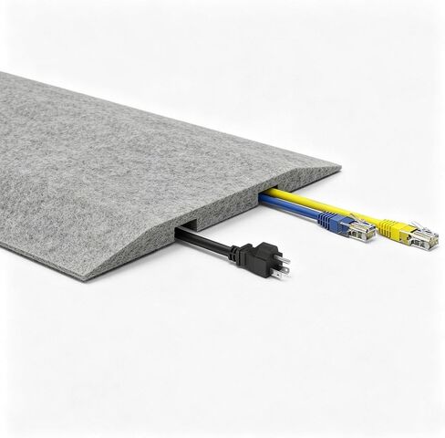 Natwind Floor Cord Cover,47.4"Carpet Felt Cable Cover,2 Channels,Grey | Extension Cord Hider With Velcro/3M Tape,Low Profile Cable Management For Office,Exhibitions,Home in Saudi Arabia