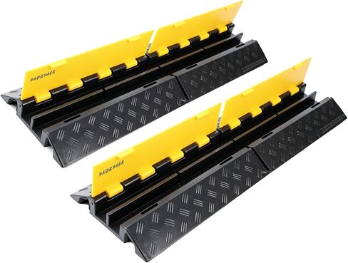 Rubber Cable Ramp Cord Cover Cable Protector Ramps Wire Hose Protective 2 Channel 22000 LBS Load Capacity Traffic Speed Bump for Asphalt Concrete Gravel Driveway Outdoor Indoor (1 Pack) in Saudi Arabia