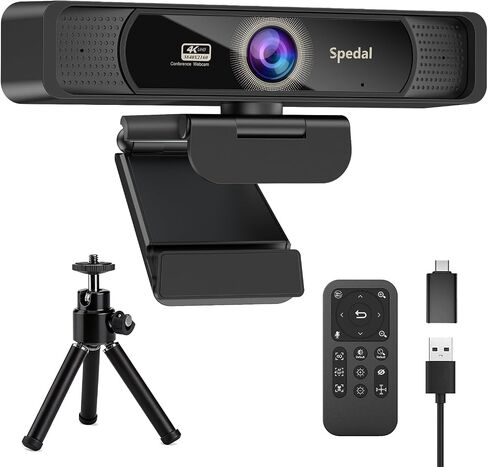 Spedal 4K Webcam with Tripod, Wide Angle 120° USB Webcam, Sony 1/2.8" Sensor, Dual Microphones, Remote Control, Auto Focus for Video Conferencing, Online Meetings, Streaming, Zoom & Teams | USB Webcam, 1/2.8", Dual Microphones, Auto Focus for Video Confer in Saudi Arabia