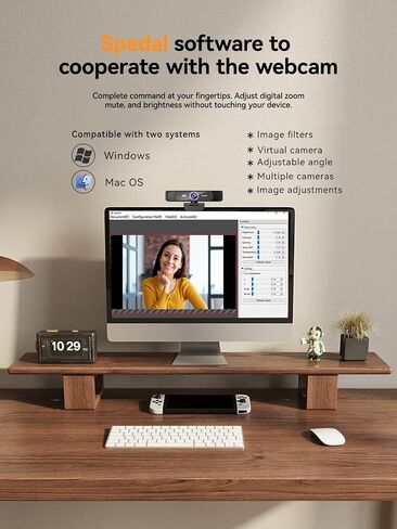 Spedal 4K Webcam with Tripod, Wide Angle 120° USB Webcam, Sony 1/2.8" Sensor, Dual Microphones, Remote Control, Auto Focus for Video Conferencing, Online Meetings, Streaming, Zoom & Teams | USB Webcam, 1/2.8", Dual Microphones, Auto Focus for Video Confer in Saudi Arabia