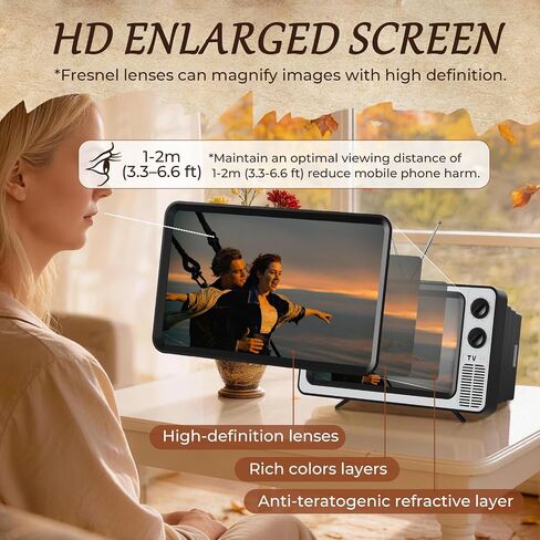 SEANCHEER Retro TV Cell Phone Screen Magnifier HD 3D | Portable Foldable Mobile Phone Magnifier for Movie & Game, Fit for All Smartphones - Gift for Women Mom Wife Men Dad Friends. in Saudi Arabia