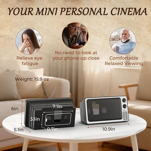 SEANCHEER Retro TV Cell Phone Screen Magnifier HD 3D | Portable Foldable Mobile Phone Magnifier for Movie & Game, Fit for All Smartphones - Gift for Women Mom Wife Men Dad Friends. in Saudi Arabia