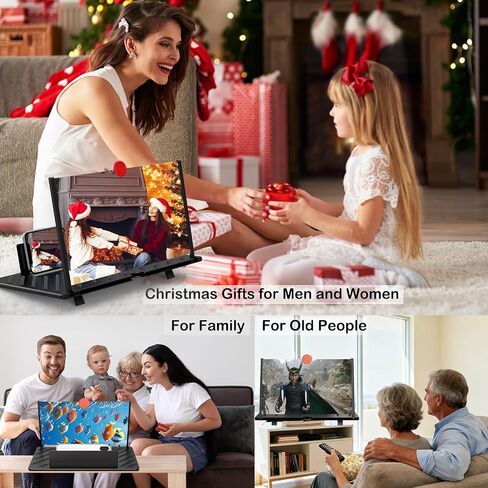 20"Screen Magnifier for Cell Phone,Mobile Phones 3D Magnifier,Screen Expanders for Movies, Videos, and Gaming, Foldable Phone Stand with Screen Amplifier,Birthday Gifts for Mother Father & Kids(Black) in Saudi Arabia