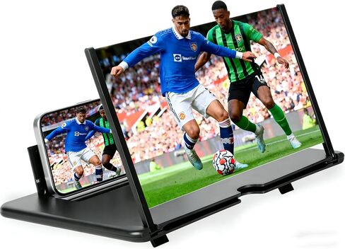 16 Inch Phone Magnifier Screen, 3D HD Magnifying Projector Screen Enlarger for Movies, Videos and Gaming, Foldable Phone Stand with Screen Amplifier, Compatible with All Smartphones in Saudi Arabia
