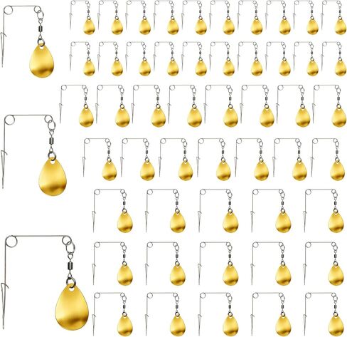 Spinnerbait Kit Gold Teardrop Blades with Smooth Spoon Lures Design | 50pcs Spinnerbait Kit, Gold Teardrop Spinner Blades with Colorado Rigs Smooth Spoons for Lure Making Replacement in Saudi Arabia