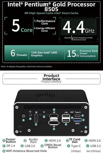 12th 8505 Gen New Soft Router SFP Network Card i226-V 2.5G*4 2*SATA Firewall Appliance Mini PC Proxmox Server (8505, 8G+256G) in Saudi Arabia