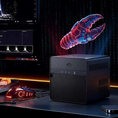 NIMO AI NAS, Agentic Computer Mini PC and AI Server, Intel Ultra 7 356H (Up to 4.7GHz, Beat Ultra 7 255H), Supports Nvidia RTX 5080 GPU, 6×SATA+4×M.2 Hybrid Storage, 10G+2.5G ETH for 24hr AI Agent in Saudi Arabia