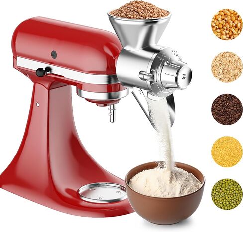 InnoMoon Metal Grain Mill Attachment for KitchenAid Stand Mixer | 9 Levels Flour Mill Grinder for Home, Grinds Dry & Low-Oil Grains, Corn, Buckwheat, Oats, Millet, Coffee Beans in Saudi Arabia