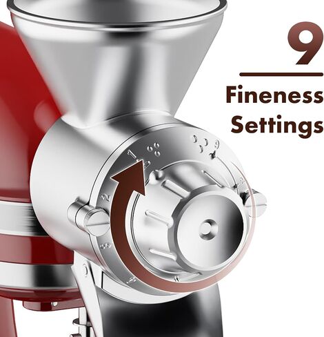 InnoMoon Metal Grain Mill Attachment for KitchenAid Stand Mixer | 9 Levels Flour Mill Grinder for Home, Grinds Dry & Low-Oil Grains, Corn, Buckwheat, Oats, Millet, Coffee Beans in Saudi Arabia