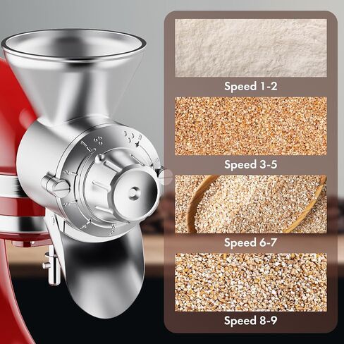 InnoMoon Metal Grain Mill Attachment for KitchenAid Stand Mixer | 9 Levels Flour Mill Grinder for Home, Grinds Dry & Low-Oil Grains, Corn, Buckwheat, Oats, Millet, Coffee Beans in Saudi Arabia
