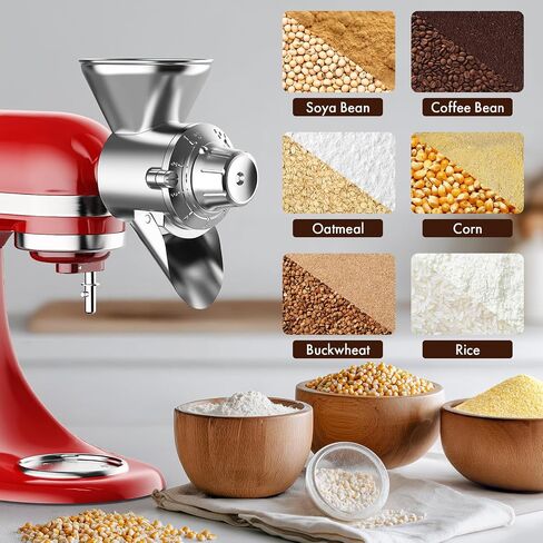 InnoMoon Metal Grain Mill Attachment for KitchenAid Stand Mixer | 9 Levels Flour Mill Grinder for Home, Grinds Dry & Low-Oil Grains, Corn, Buckwheat, Oats, Millet, Coffee Beans in Saudi Arabia