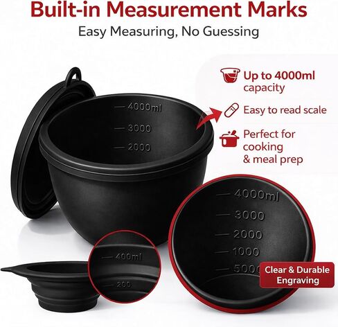 Silicone Bowl Liners for KitchenAid 5 Qt Tilt-Head Mixers, 3 Pack | Reusable silicone liners with lids for mixing dough, batter, cream, baking prep, food storage, BPA-free, dishwasher safe in Saudi Arabia