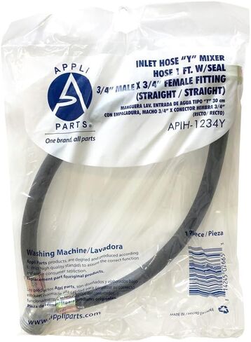 Appli Parts APIH-1234Y 1 ft Y Mixer Washing Machine Inlet Hose with Gasket 3/4 Male x 3/4 Female Fitting, Straight Connectors in Kuwait