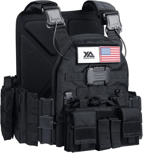 xaegistac Tactical Vest One Click Quick Release Tactical Vest | Adjustable Modular Design for Outdoor, Hunting, Shooting and Security in Saudi Arabia