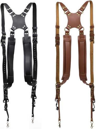Camera Vest Belt Kit, Durable Double Shoulder Camera Strap 2 Sliding Locking Clip Ergonomic Design for Hiking Outdoors in Saudi Arabia