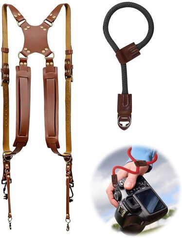 Camera Vest Belt Kit, Durable Double Shoulder Camera Strap 2 Sliding Locking Clip Ergonomic Design for Hiking Outdoors in Saudi Arabia