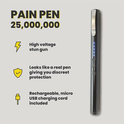 STREET WISE SECURITY PRODUCTS 25,000,000 Pain Pen Stun Gun, Black and Silver Pack of 2 in Saudi Arabia