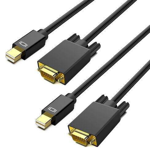 AKWOR منفذ عرض صغير إلى كابل VGA 6FT/2 حزمة، منفذ عرض DP صغير إلى كابل محول VGA (متوافق مع Thunderbolt 2) مع MacBook Air/Pro، Surface Pro/Dock، iMac، Mac mini، الشاشة، جهاز العرض in Kuwait