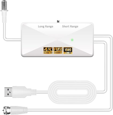 TV Antenna Amplifier, Antenna Signal Booster, 25dB High Gain Powerful Digital Antennas Booster, Adjustable Reception Range, Suit for All TV Antennas in Saudi Arabia