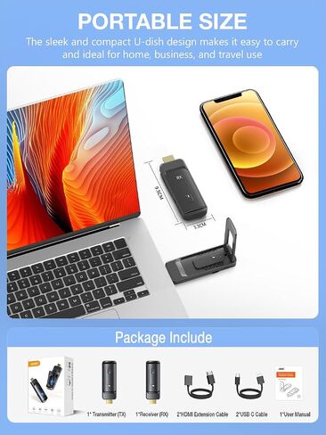 AIMIBO Wireless HDMI Transmitter and Receiver, 2026 Upgraded, 4K/1080P, 5.8G/2.4G, Up to 8TXs, 328FT, Plug and Play, Wirelessly Cast Video/Audio for Laptop, Camera, CCTV to HDTV, Projector in Saudi Arabia