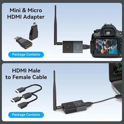 Wireless HDMI Transmitter and Receiver, 330FT/100M Wireless HDMI Extender for 4K Decode Input 1080P@60Hz Output, Plug&Play Portable 2.4G+5.8G for Video and Audio to Monitor from PC/Projector/TV Box in Kuwait