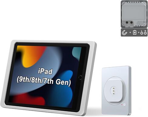 Magnetic Wall Mount with A6 Charging Case, Fits iPad 8.3 in | AC Version, Support 100-250V Input, In-Wall Wireless Charging, 360 Rotation, Strong Magnets, Standard Junction Box Included in Kuwait