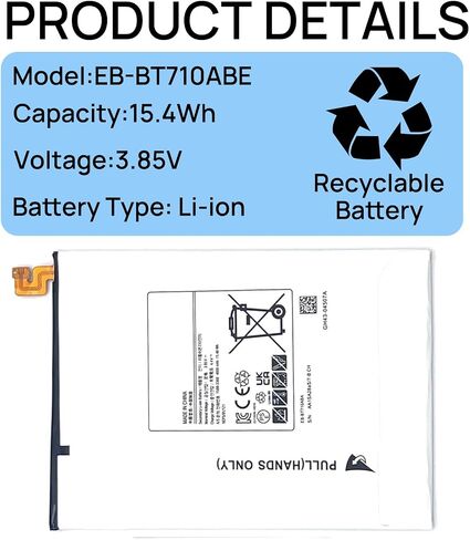 EB-BT710ABE Battery Compatible with Galaxy Tab S2 8.0 Inch LTE-A T710 SM-T719 T715 T719N SM-T710 SM-T713 SM-T715 SM-T715C Series EB-BT710ABA EB-BT710ABC 3.85V 15.4Wh in Saudi Arabia