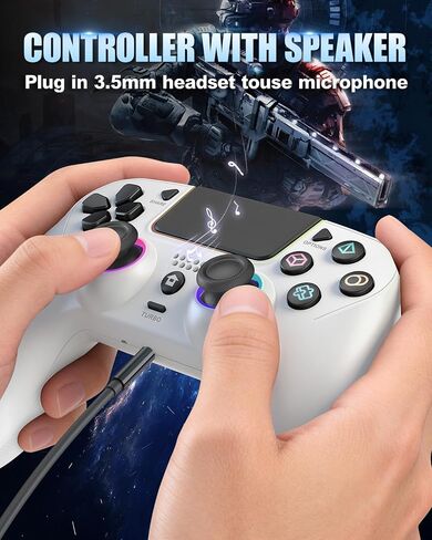 GUOC LED Wireless Controller for PS5 with Hall Effect Joystick and Trigger,4 Macron Boutton Extended Grip Controller Compatible with PS5 Pro/Slim, Dual Vibration, Remap/Turbo Function in Saudi Arabia