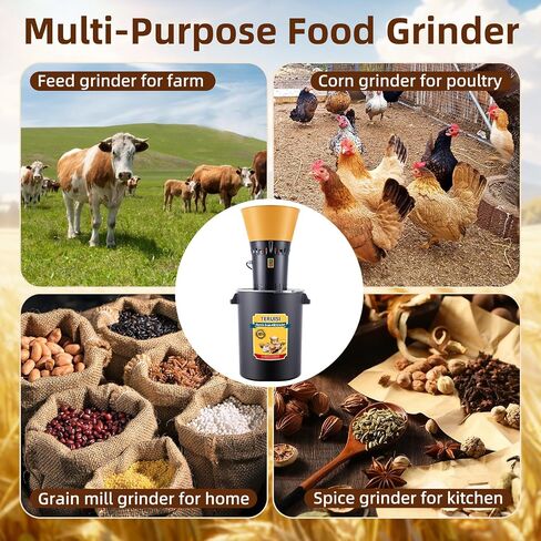 60L Grain Mill Grinder, 15.8 Gallons Electric Grain Mill Corn Grinder, 1500W Dust-Free Dry Cereals Grinders with Detachable Hopper & 6 Size Sieves for Farm Wheat Spice Rice Feed Flour,110V in Saudi Arabia