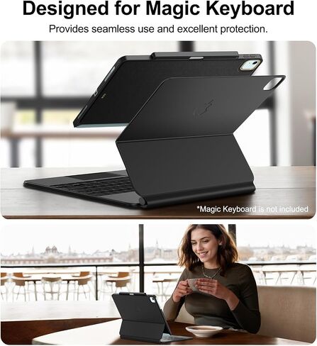 Magic Keyboard Compatible Case for iPad Air 13 inch M4 with Pencil Holder | Slim Cover with Smart Connector for iPad Air 13 M4 2026/M3 2025/M2 2024, Perfect Closure with Smart Keyboard Folio, Black in Saudi Arabia