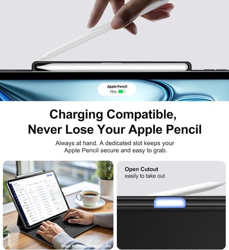 Magic Keyboard Compatible Case for iPad Air 13 inch M4 with Pencil Holder | Slim Cover with Smart Connector for iPad Air 13 M4 2026/M3 2025/M2 2024, Perfect Closure with Smart Keyboard Folio, Black in Saudi Arabia