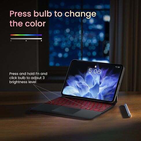 Surface Pro Keyboard, 7-Color Backlight, Wireless Magnetic Type Cover | Compatible with Microsoft Surface Pro 7+/7/6/5/4/3, Ultra-Slim Design for Work, Travel and Study in Saudi Arabia