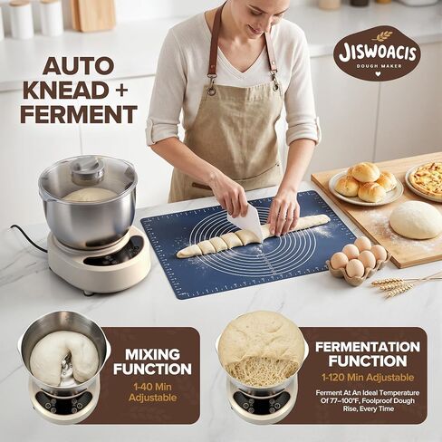 Dough Mixer Machine with Ferment Function, 7.4QT Electric Dough Maker for Pizza, Bread, Dumpling Dough, Dough Maker Machine with 5L Stainless Steel Bowl, Face-up Touch Panel in Saudi Arabia