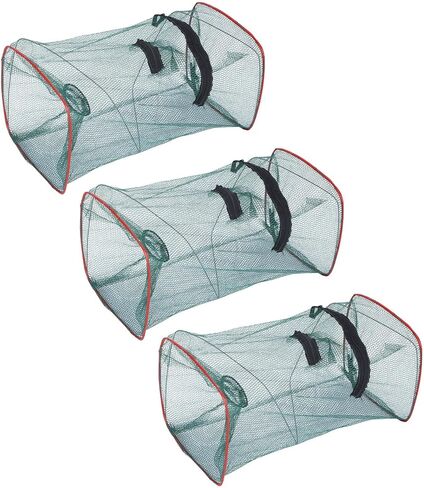3 Pcs Collapsible Fishing Bait Trap, Portable Folded Minnow Net Trap | Square Fishing Net for Bait Fish Shrimp Crab Net Crab Traps for Blue Crabs Crabbing Crawfish, 17.7 × 8.6 × 8.6in in Kuwait