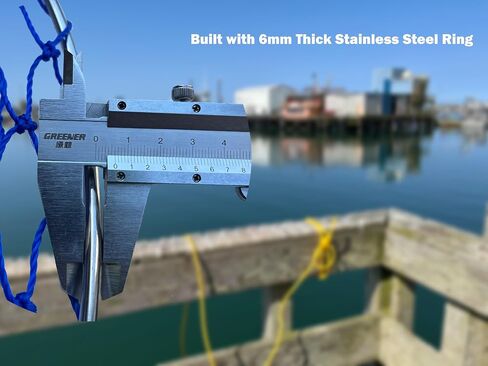 Stainless Crab Ring Trap Kit – Stainless Steel Crab Net with 100ft Rope, Bait Bag, Clip & Ruler – 24" Two-Ring Crab Trap for Dock & Pier Crabbing – Complete Recreational Crabbing Gear in Saudi Arabia