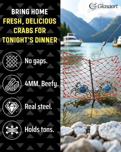 2 Pack Castable Crab Trap Kit, Foldable Crab Trap with Rope Bait Clip | Castable Crab Cage for Blue Crabs, Includes Collapsible Bucket , Portable Crabbing Equipment for Pier, Jetty Surf Fishing in Saudi Arabia