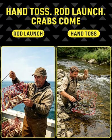 2 Pack Castable Crab Trap Kit, Foldable Crab Trap with Rope Bait Clip | Castable Crab Cage for Blue Crabs, Includes Collapsible Bucket , Portable Crabbing Equipment for Pier, Jetty Surf Fishing in Saudi Arabia